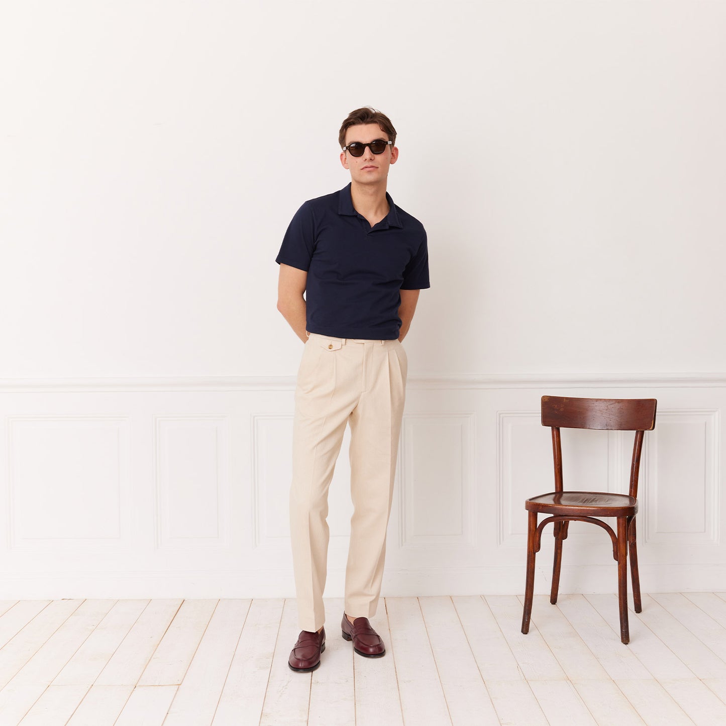 Navy Supima cotton polo shirt