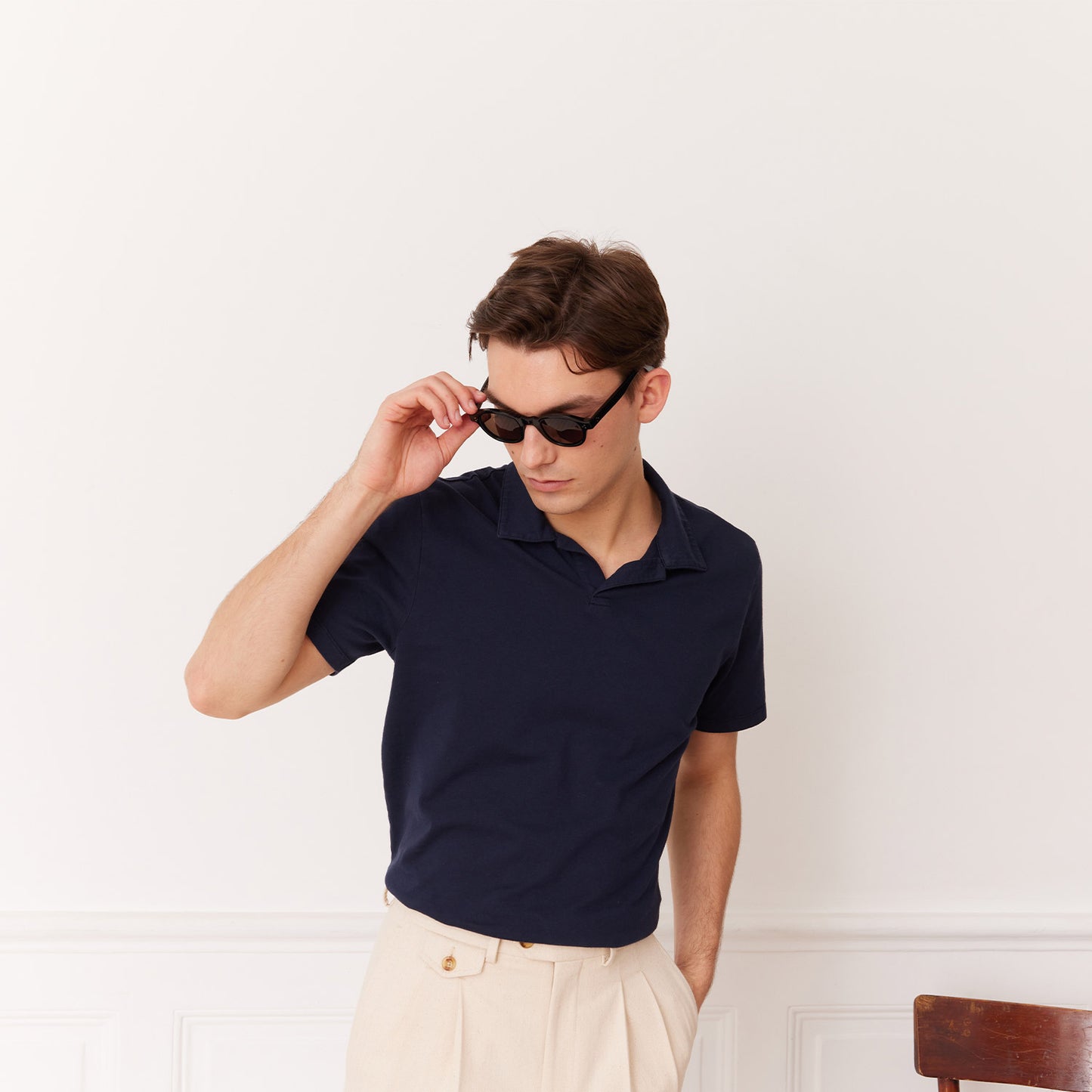 Navy Supima cotton polo shirt