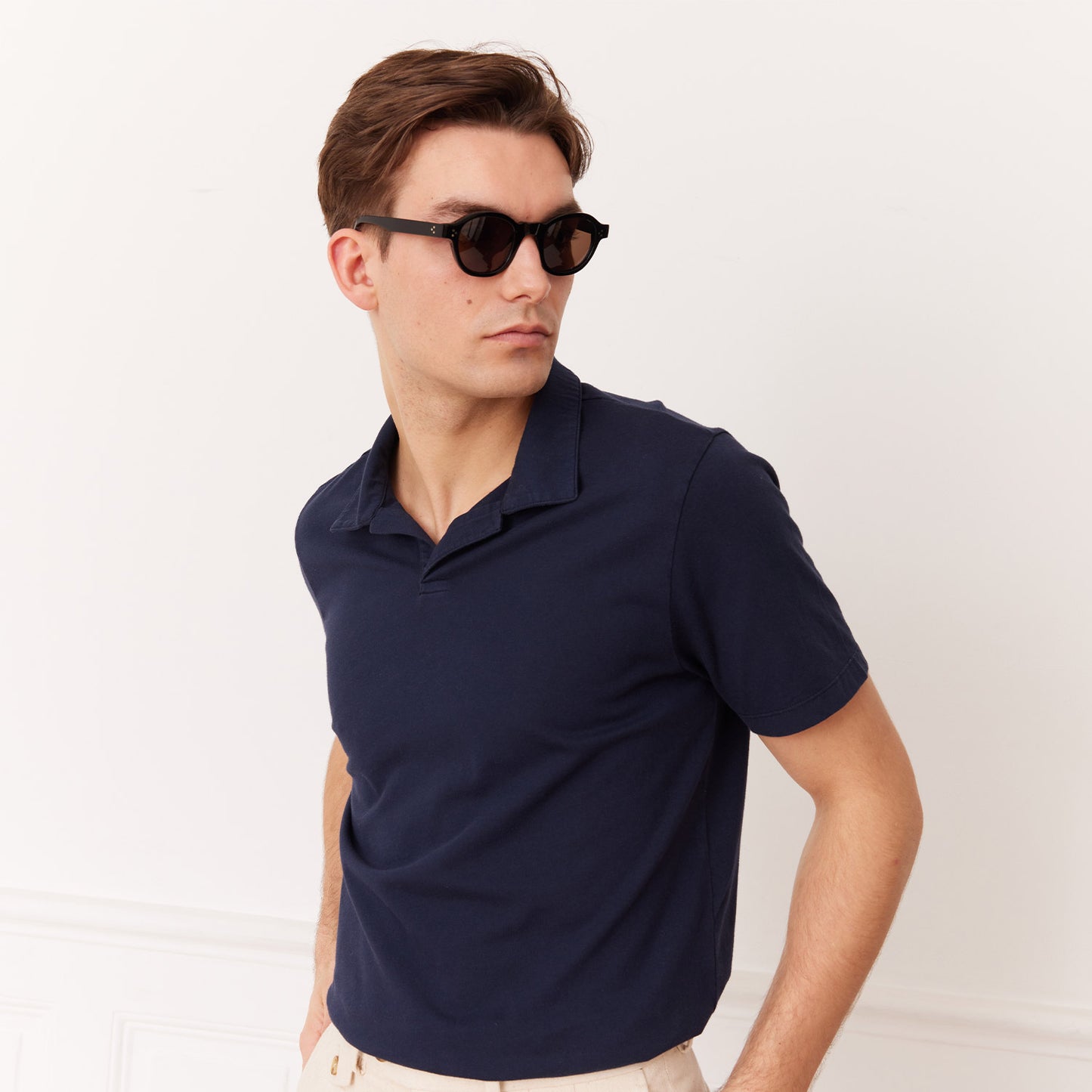 Navy Supima cotton polo shirt