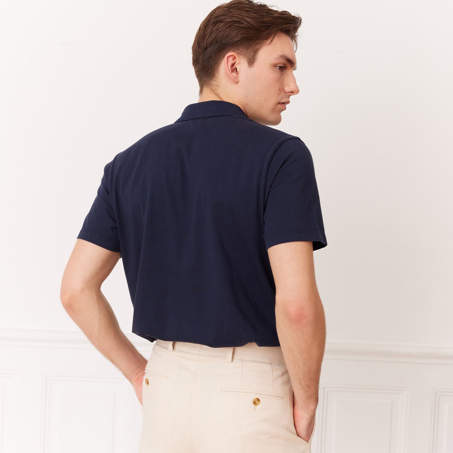 Navy Supima cotton polo shirt
