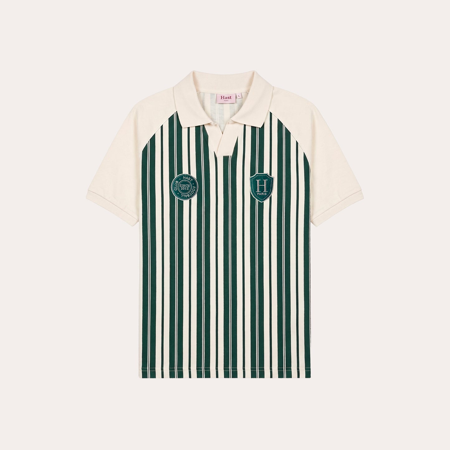 White Football Jersey with green stripes