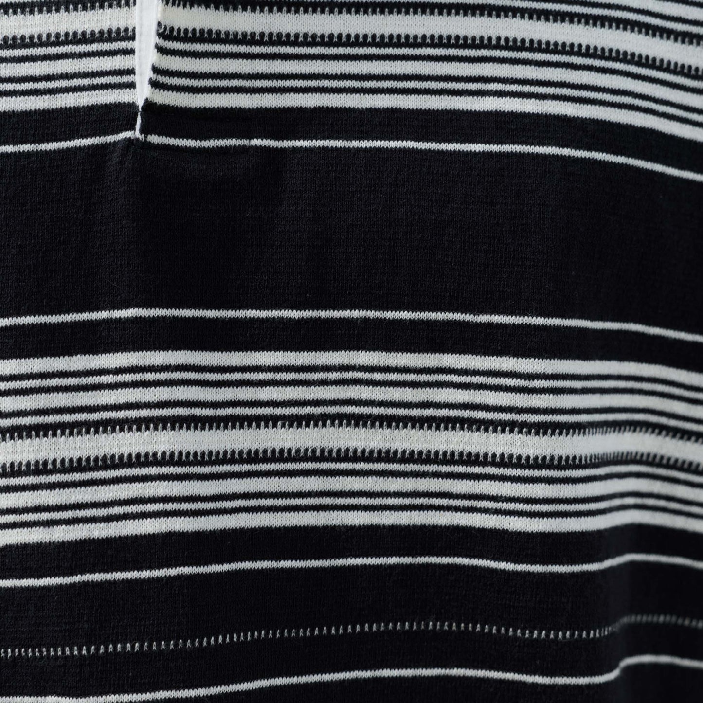 Navy striped Japanese cotton jersey polo shirt