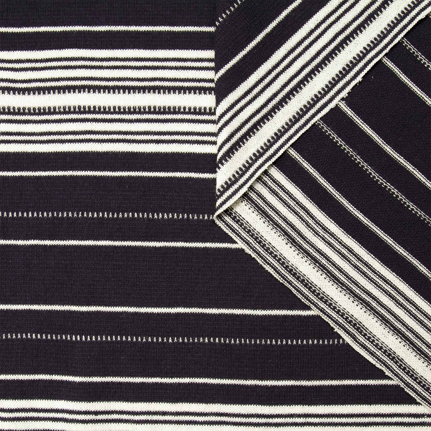Navy striped Japanese cotton jersey polo shirt