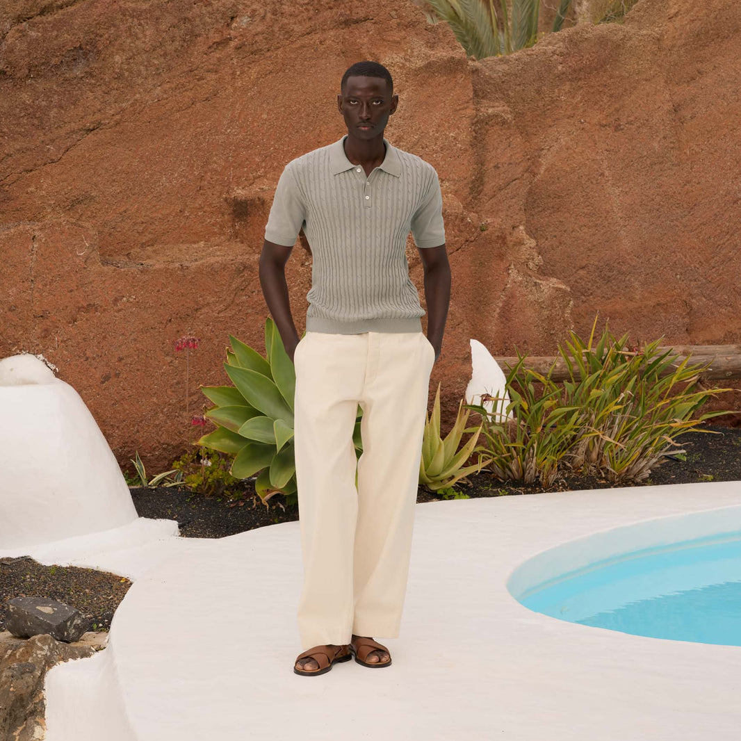 Polo en maille de coton biologique sauge