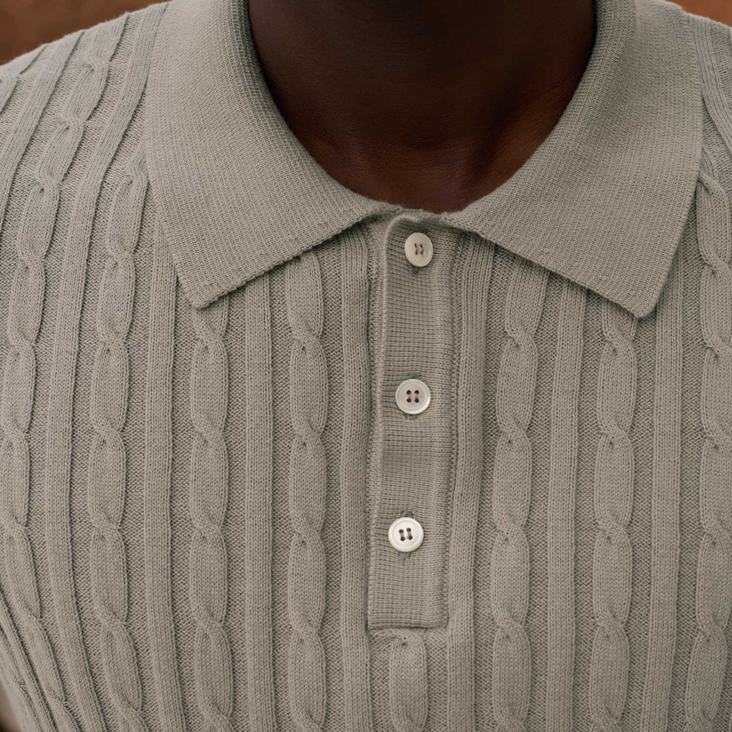 Polo en maille de coton biologique sauge