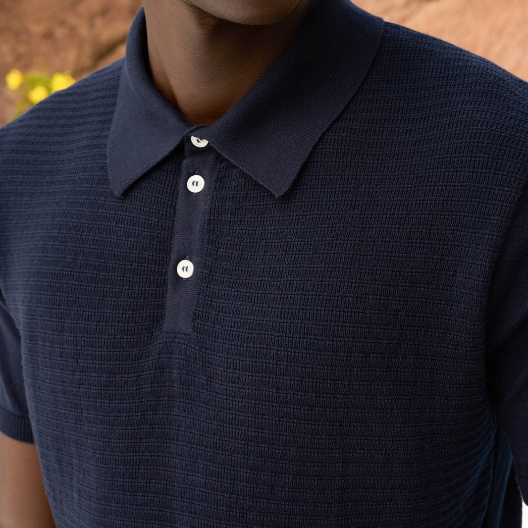 Polo en maille de coton marine