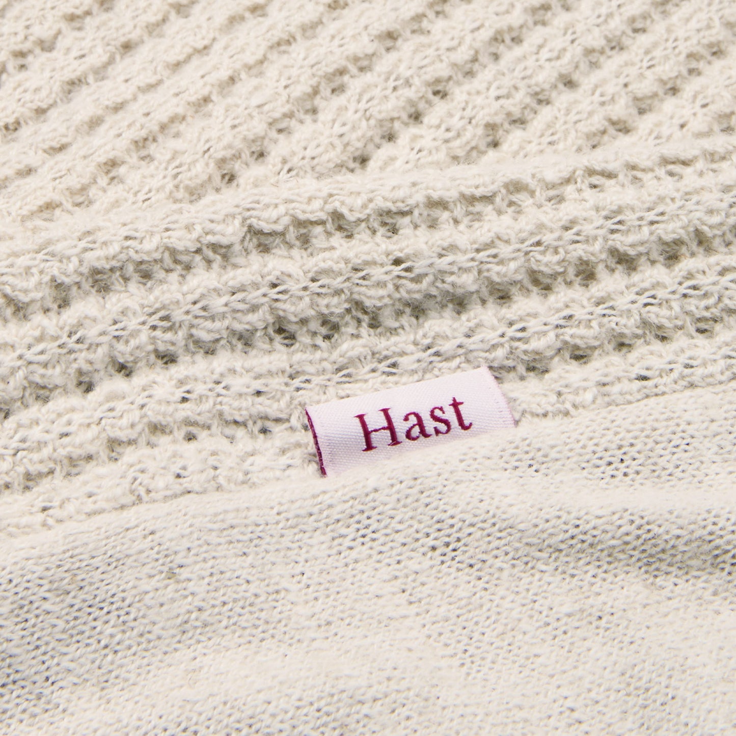 Ecru cotton and linen knit polo shirt