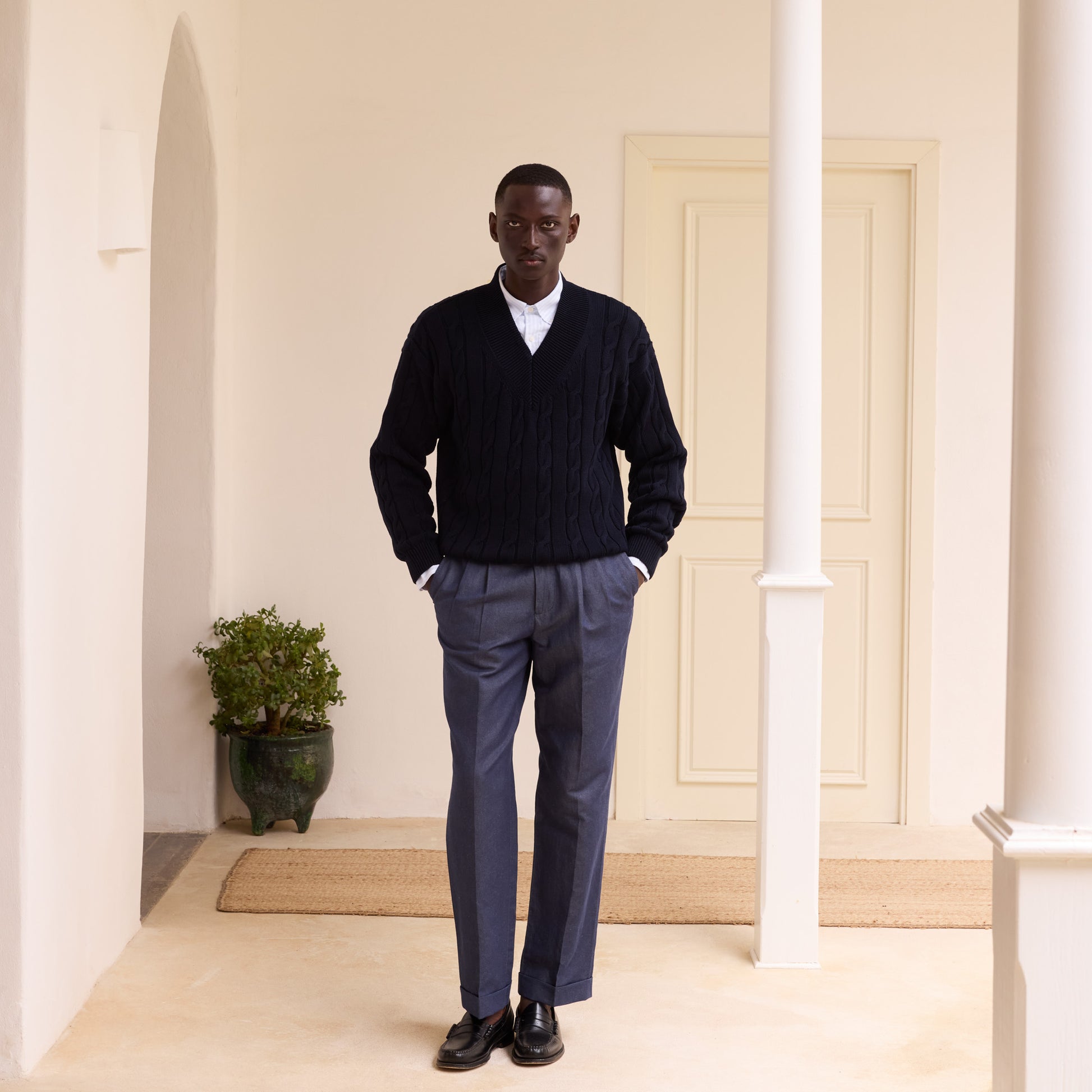 Pull en coton marine