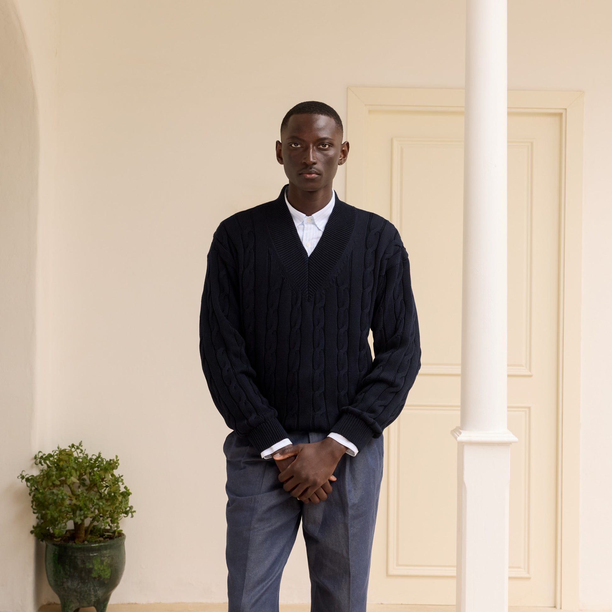 Pull en coton marine