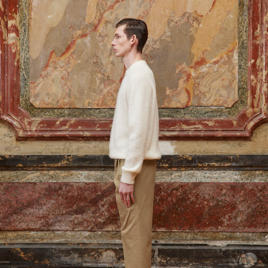 Pull shaggy dog en laine écru