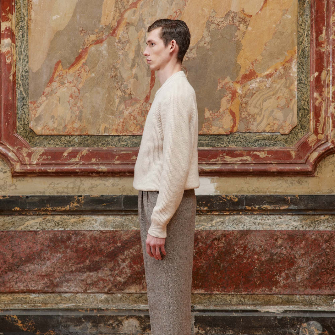 Pull en laine mérinos beige