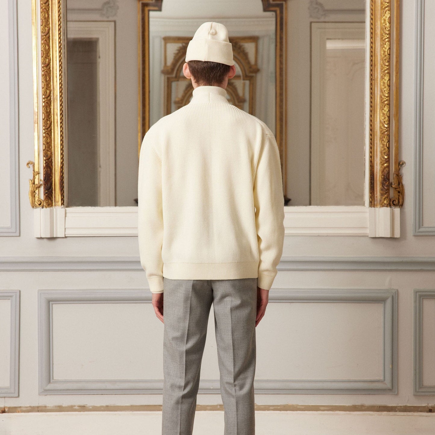 Cardigan en laine mérinos écru