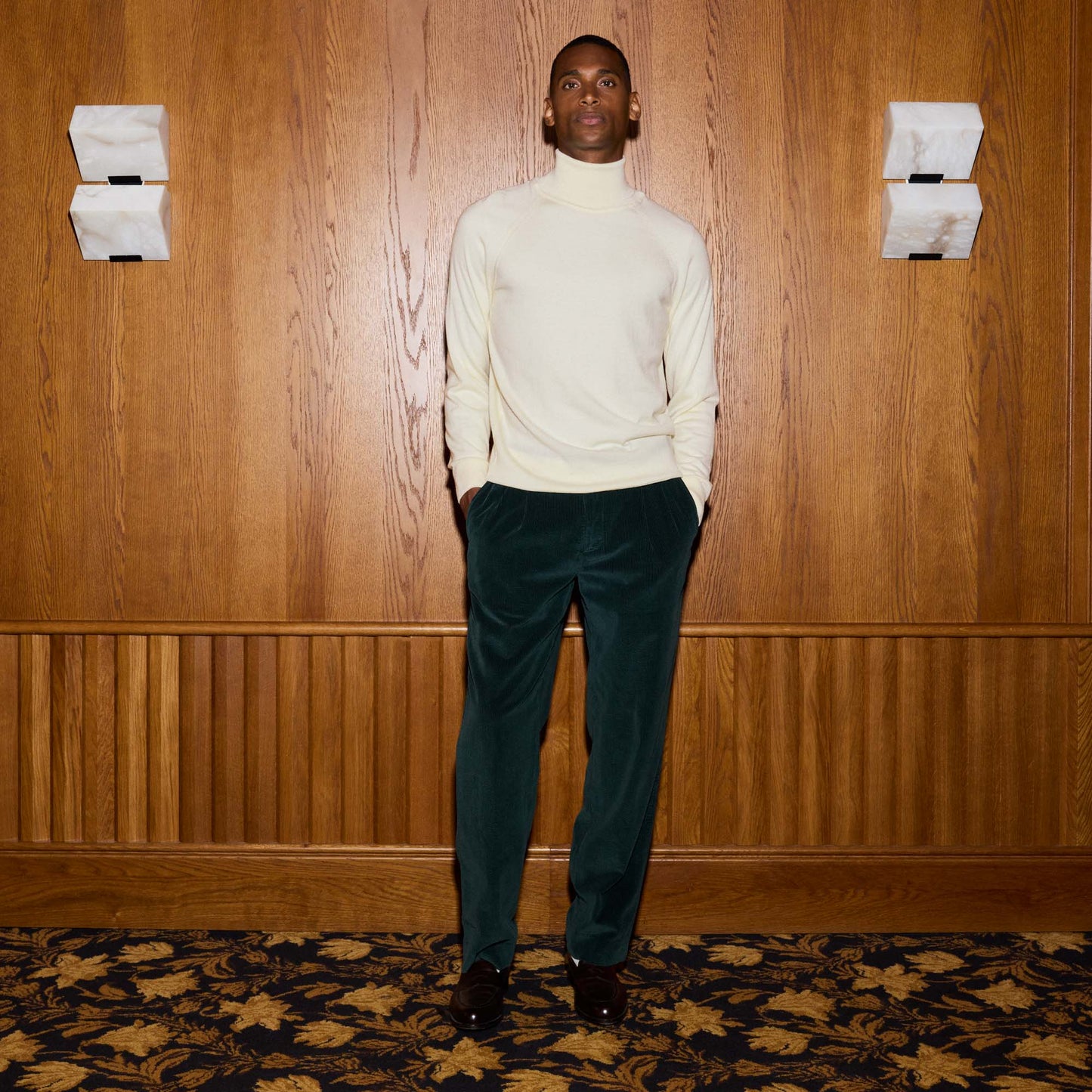 Pull à col roulé en laine mérinos écru