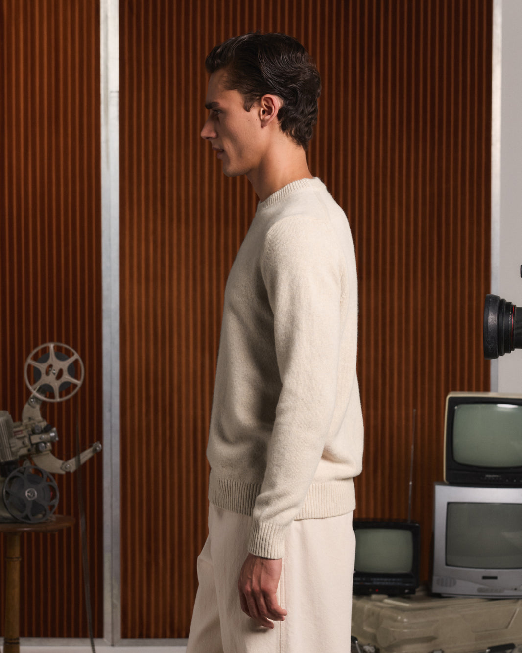 Beiger Pullover aus Merinowolle