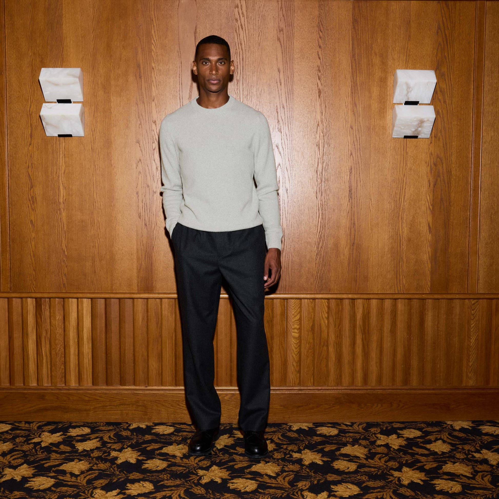 Pull en laine mérinos gris clair chiné