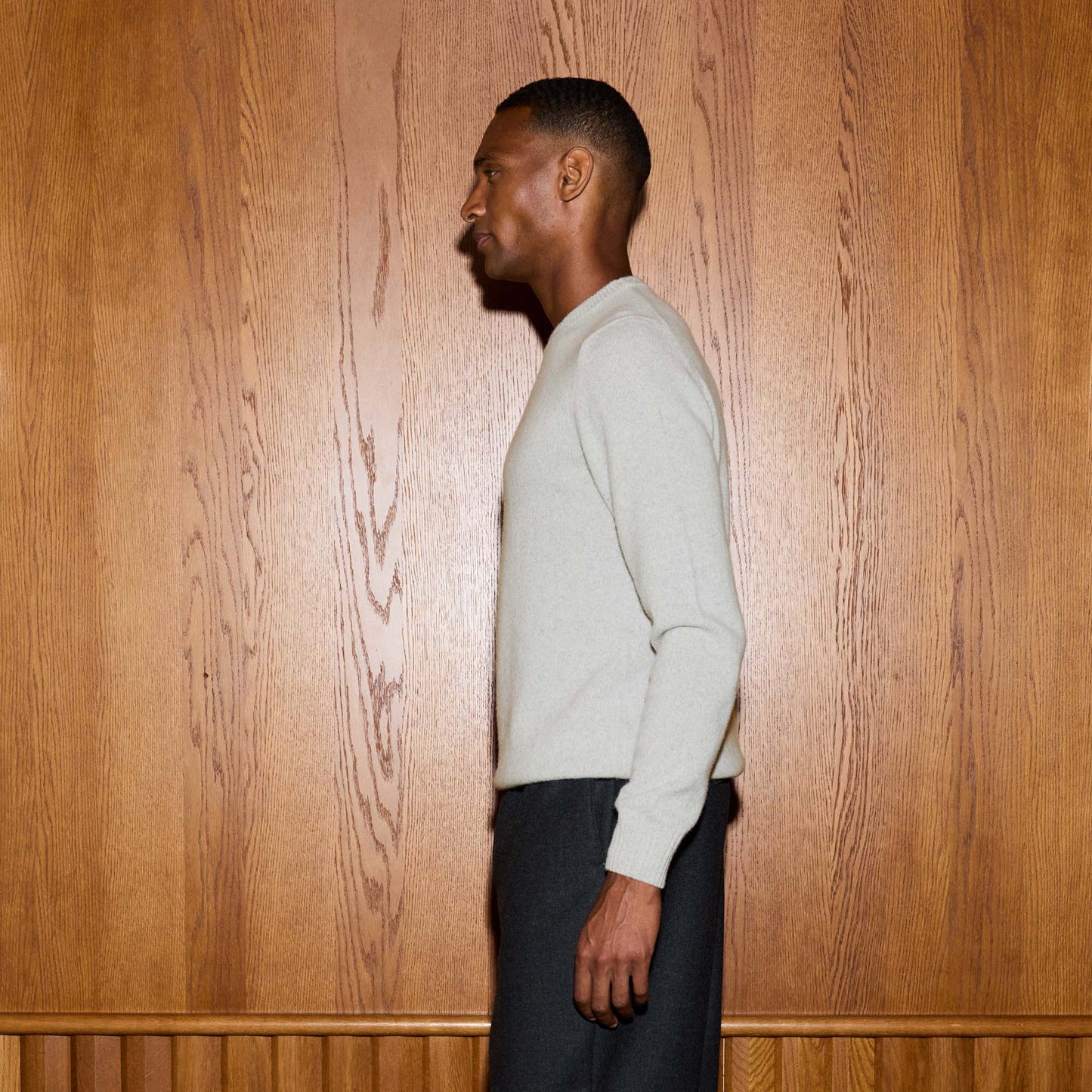 Pull en laine mérinos gris clair chiné