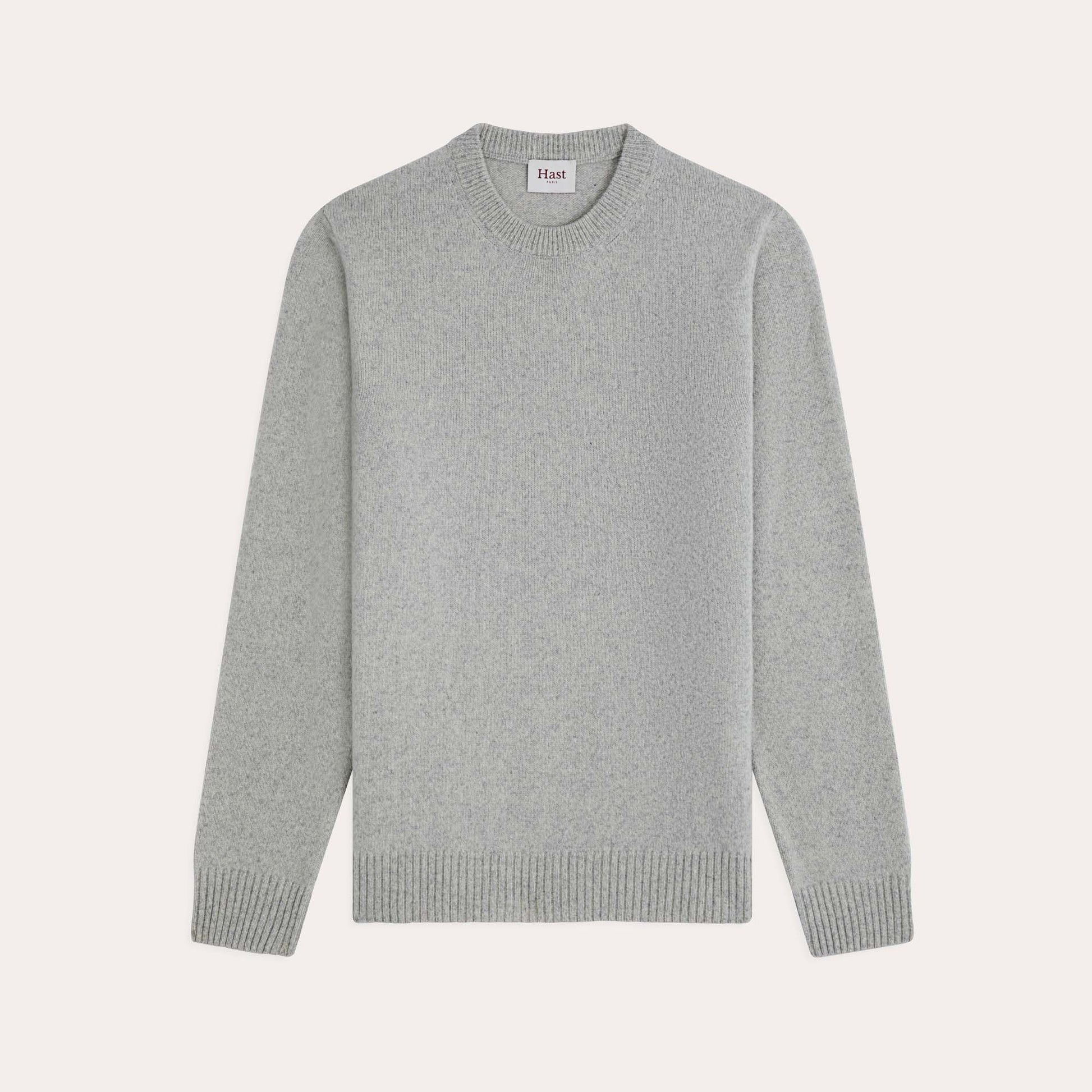 Pull en laine mérinos gris clair chiné