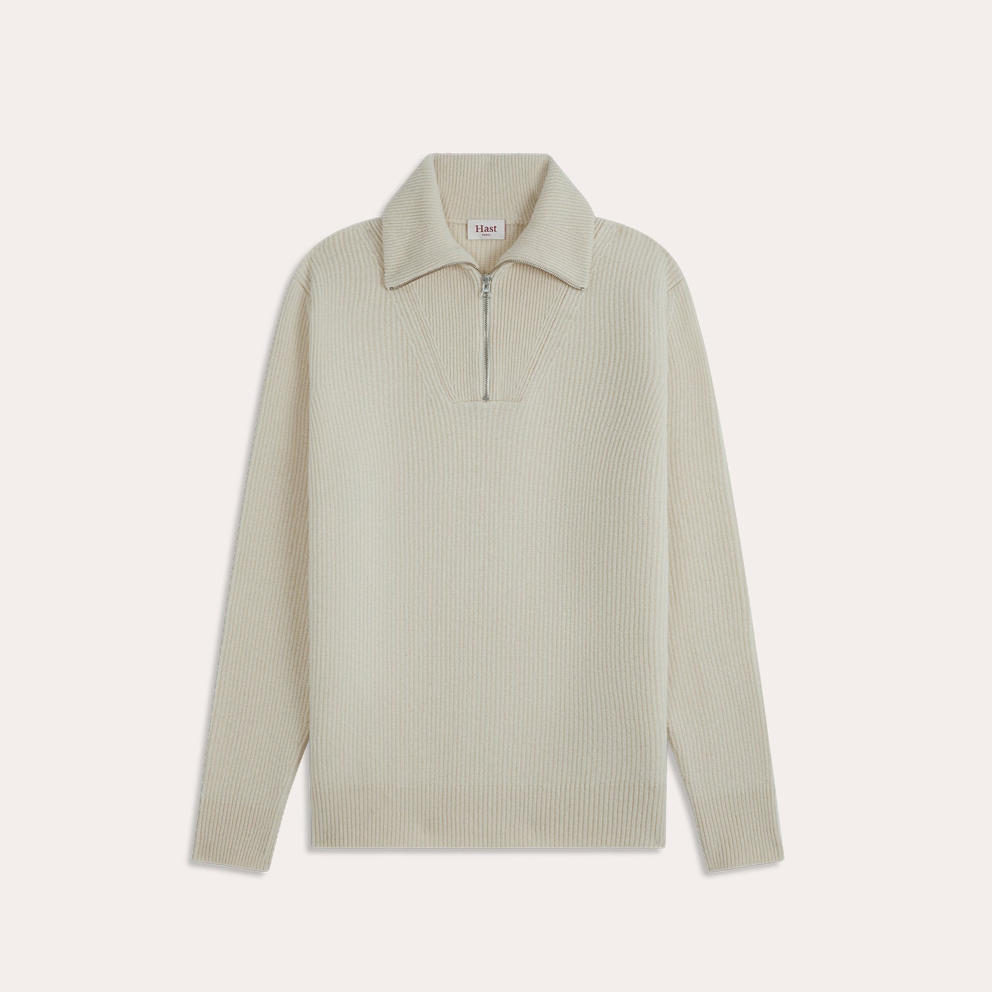 Ecru merino wool trucker sweater