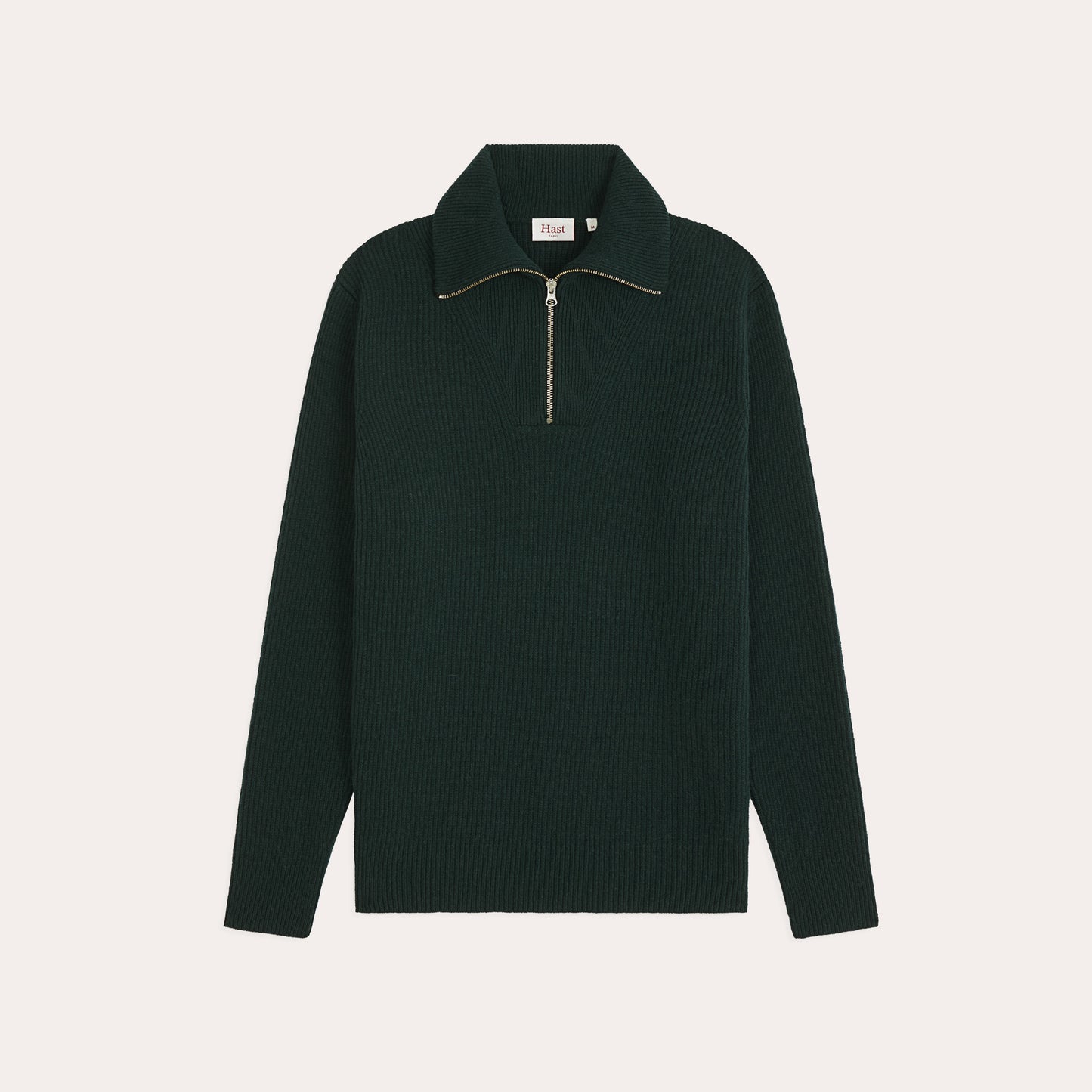 Pine green merino wool trucker sweater