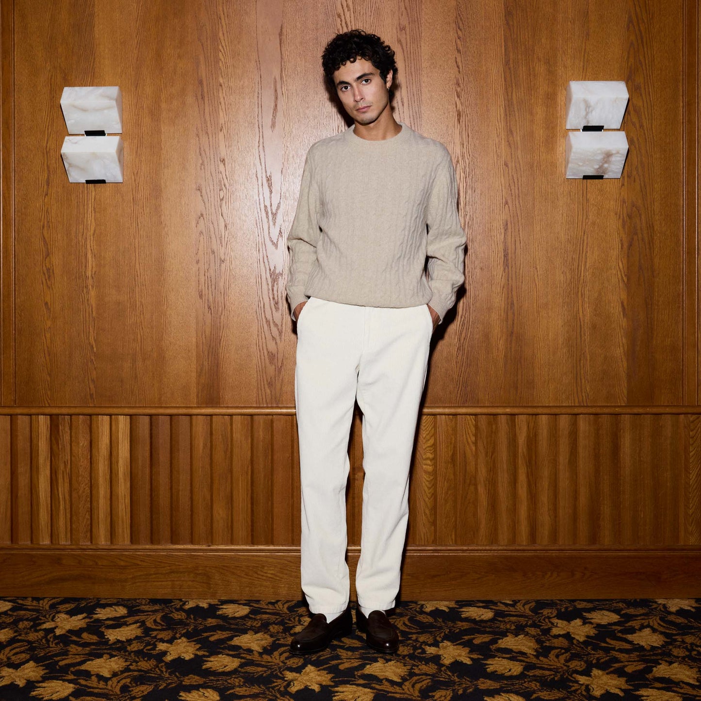 Pull torsadé en laine mérinos écru