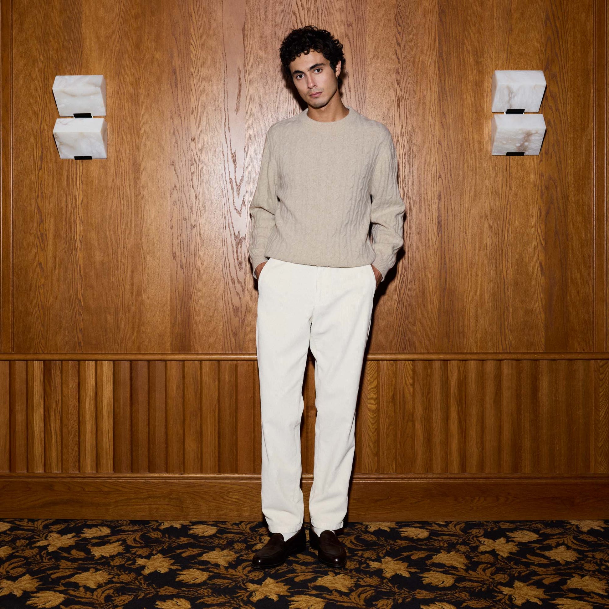 Pull torsadé en laine mérinos écru