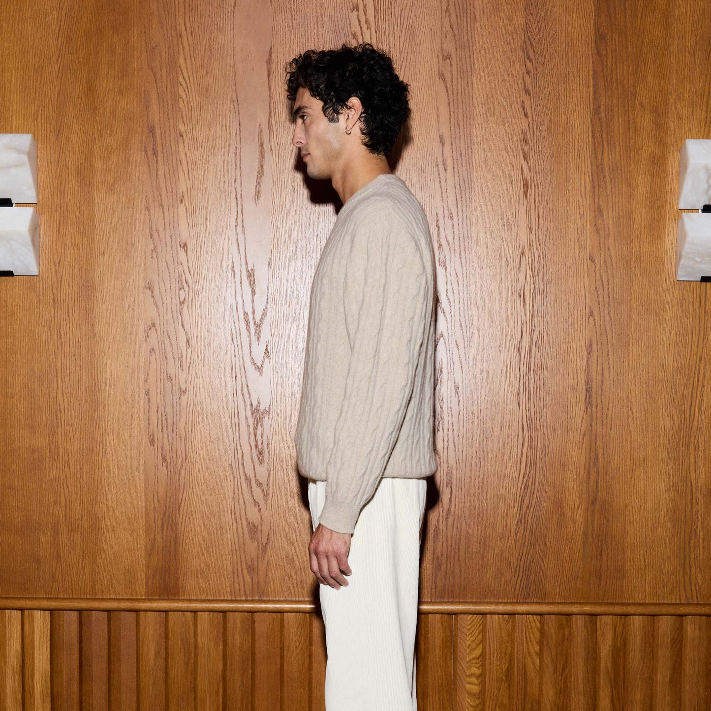 Pull torsadé en laine mérinos écru