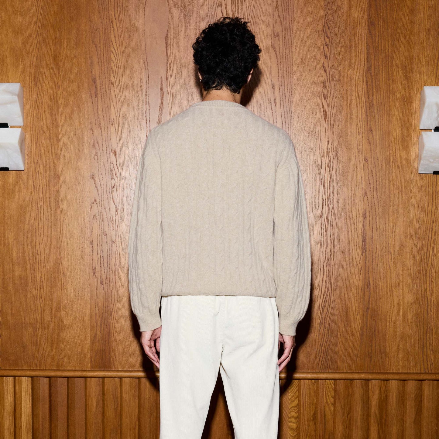 Pull torsadé en laine mérinos écru