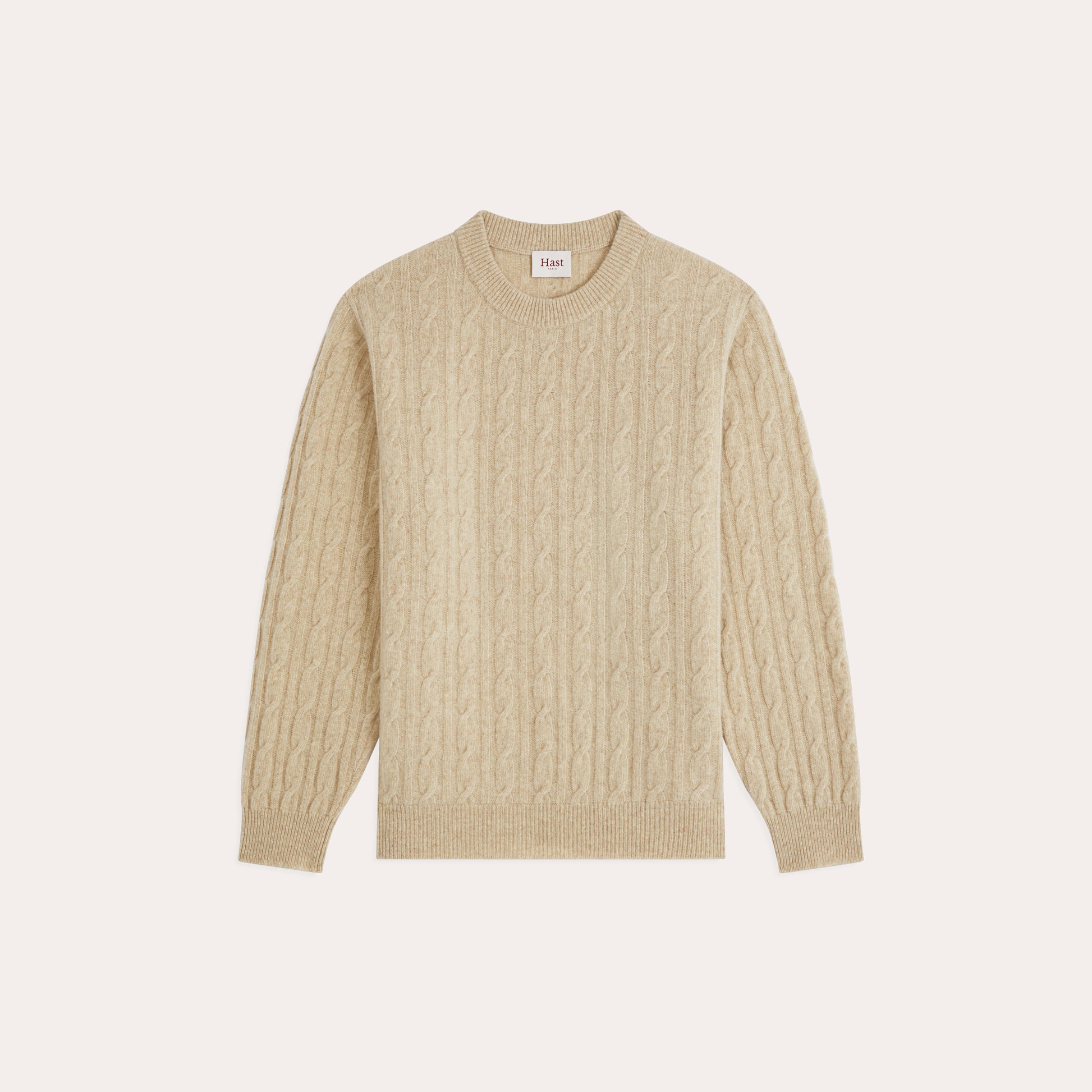 Pull torsadé en laine mérinos écru