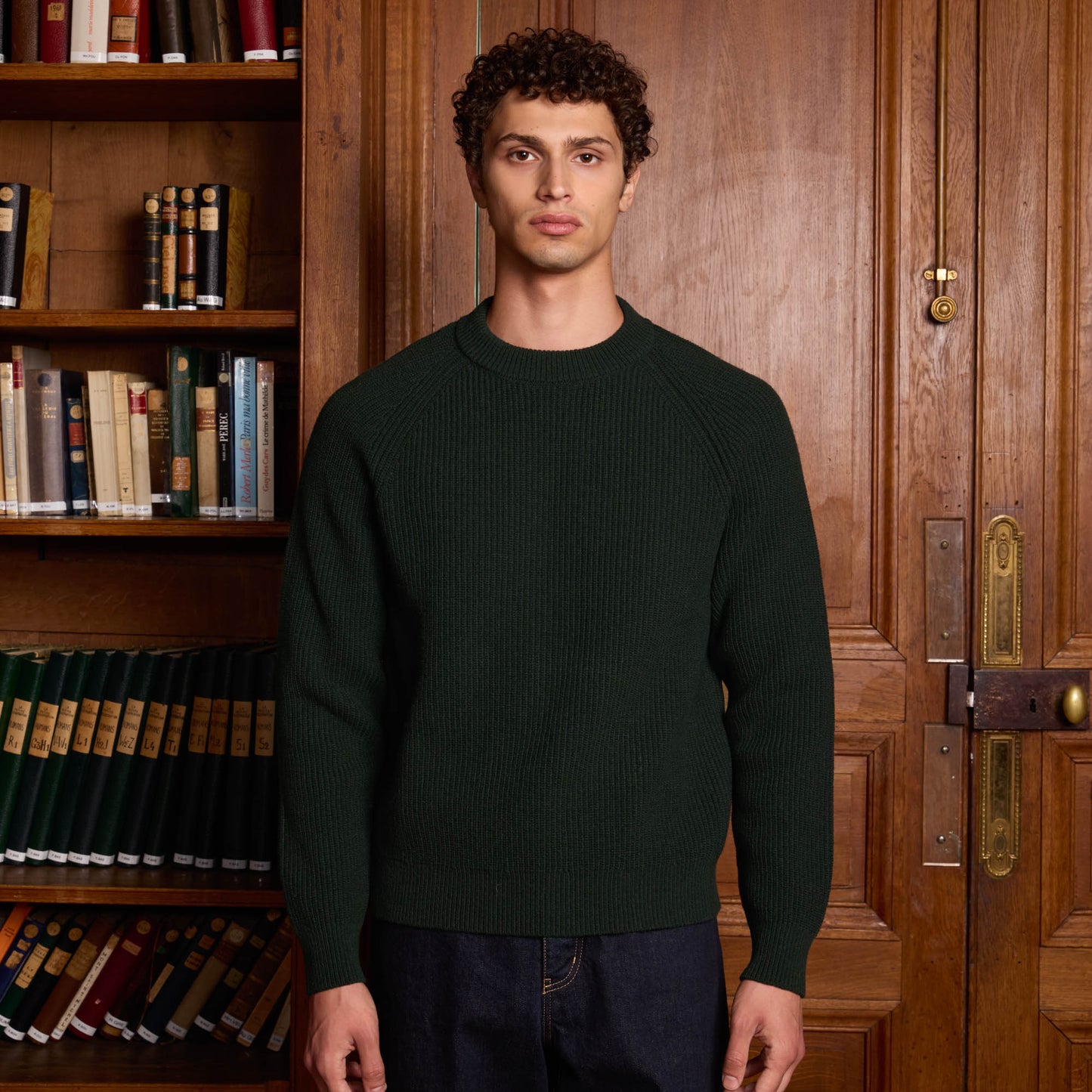 Green merino wool sweater