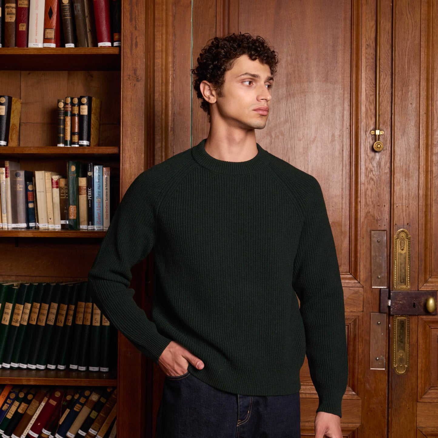 Green merino wool sweater