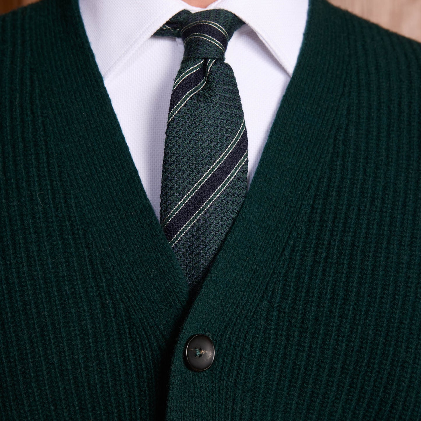 Pine green merino wool cardigan