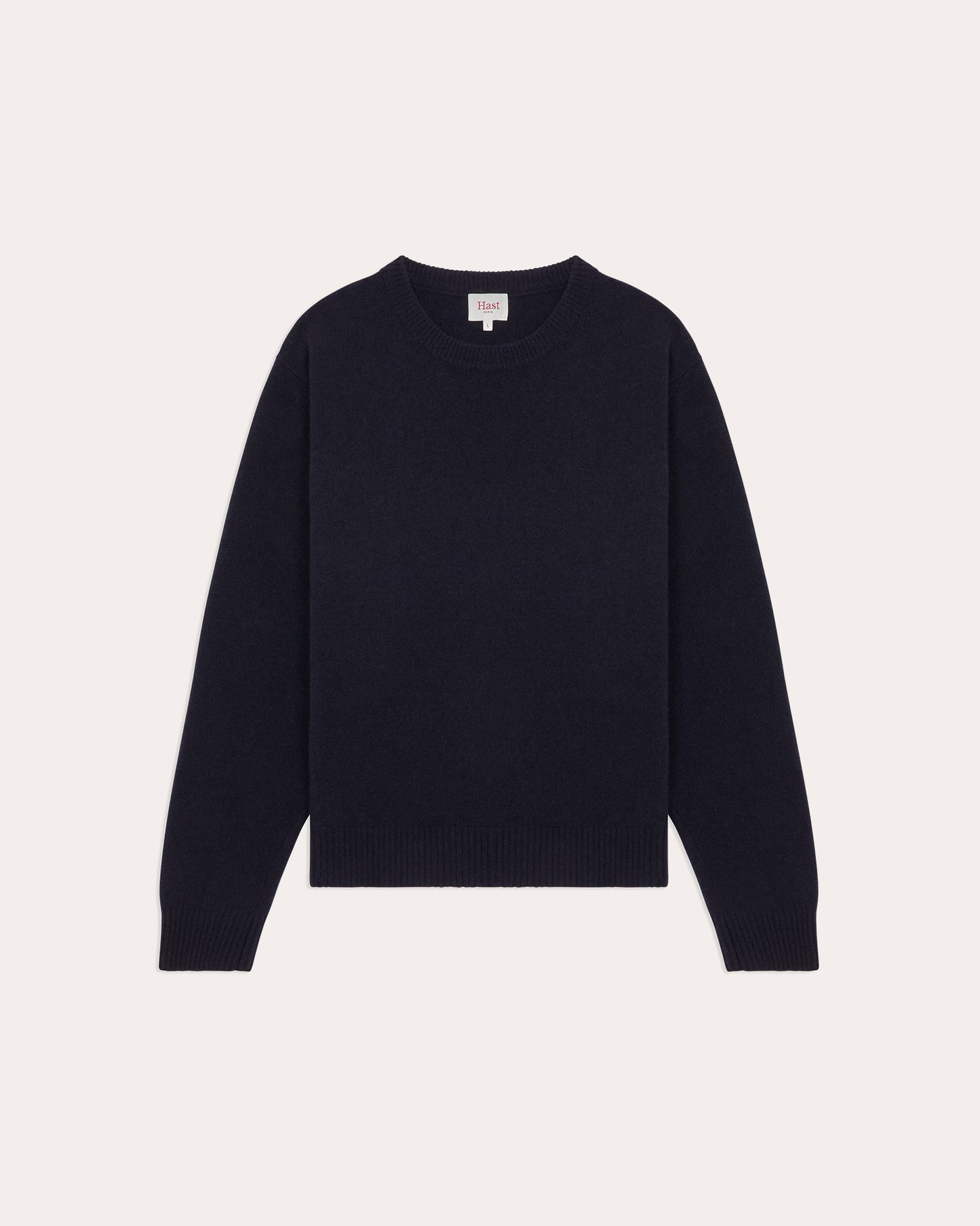 Pull col rond en laine mérinos marine