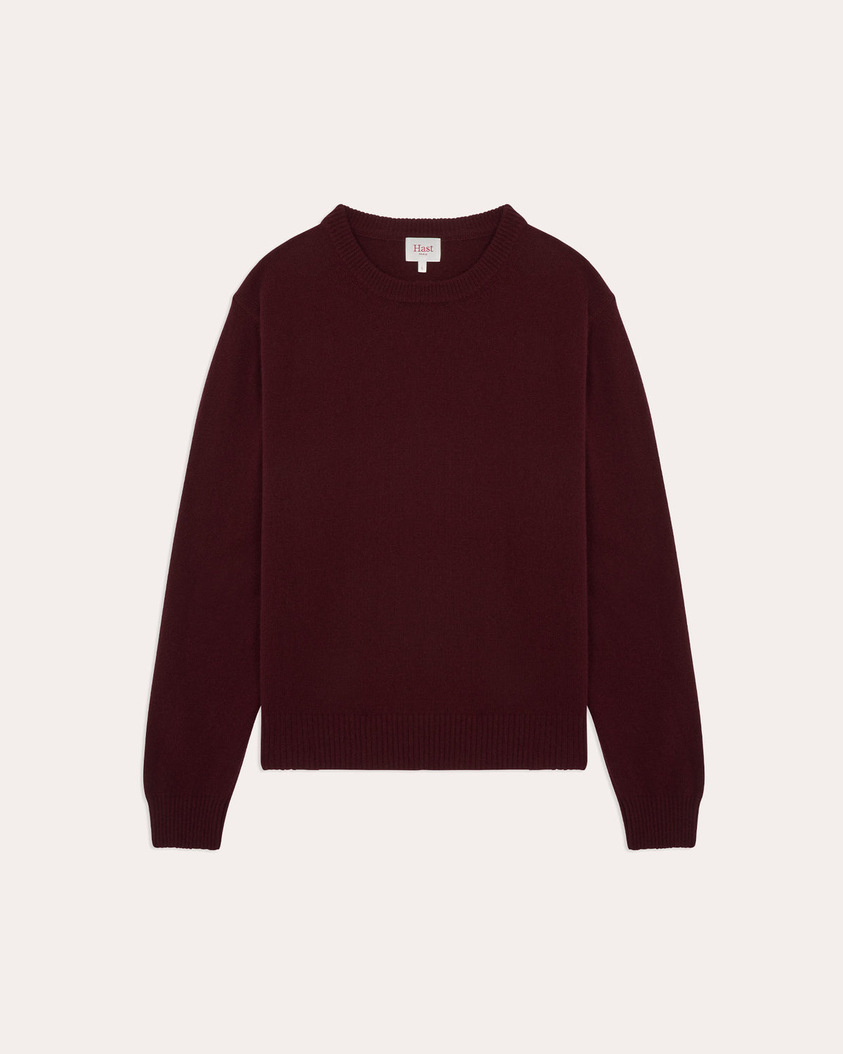 Pull col rond en laine mérinos supergeelong bordeaux