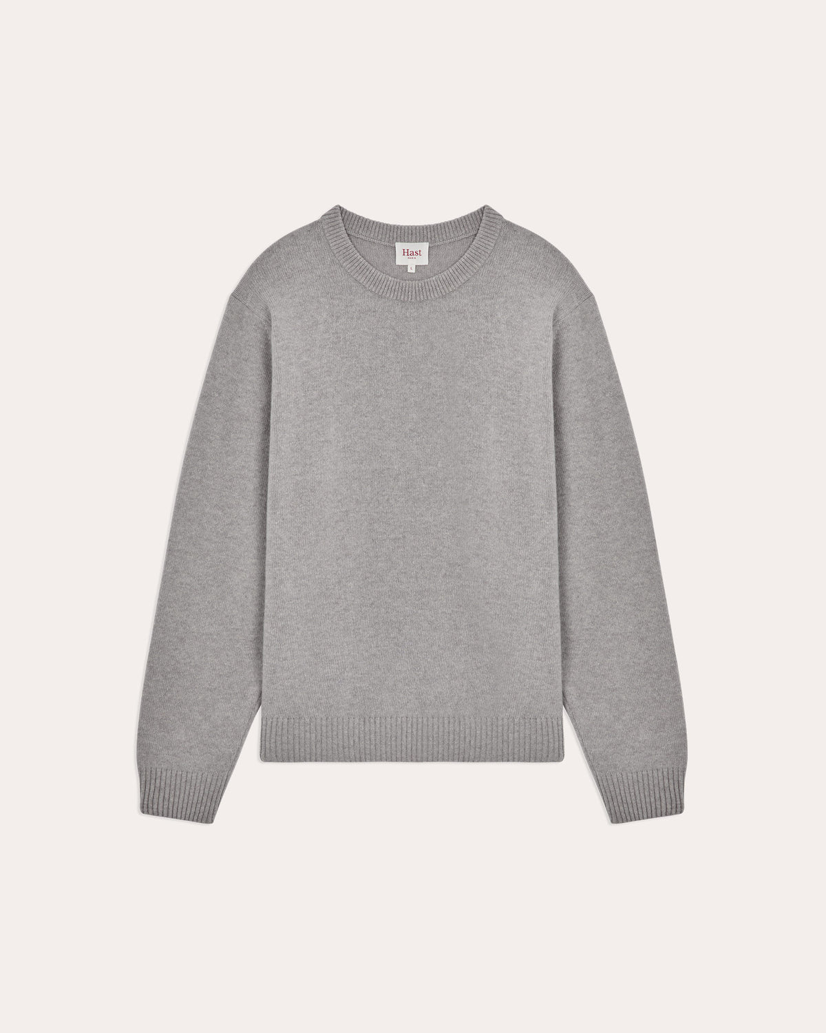 Pull col rond en laine mérinos extrafine supergeelong gris