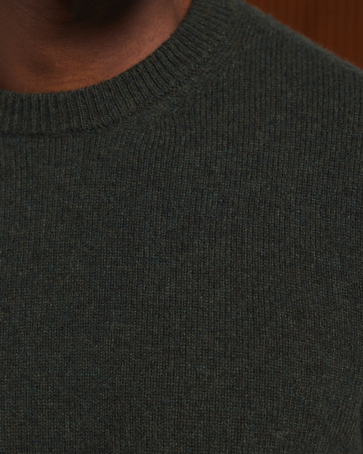 Pull col rond en laine mérinos supergeelong vert