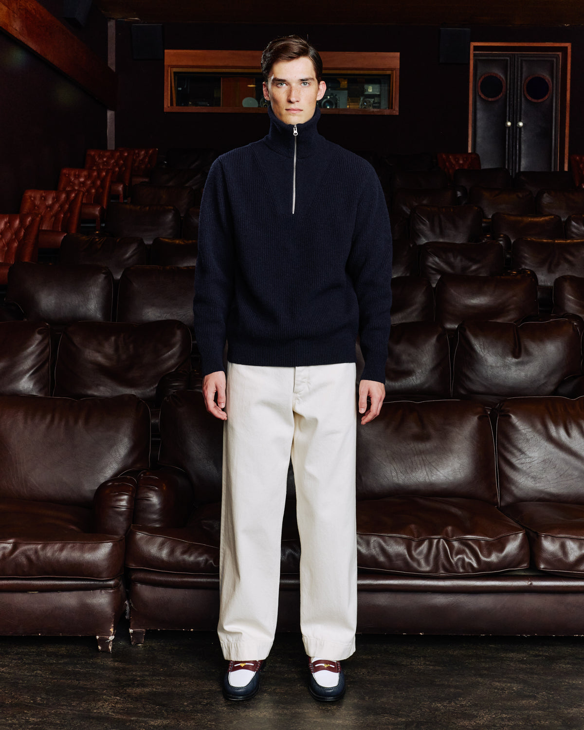 Troyer-Pullover aus extrafeiner Wolle in Marineblau