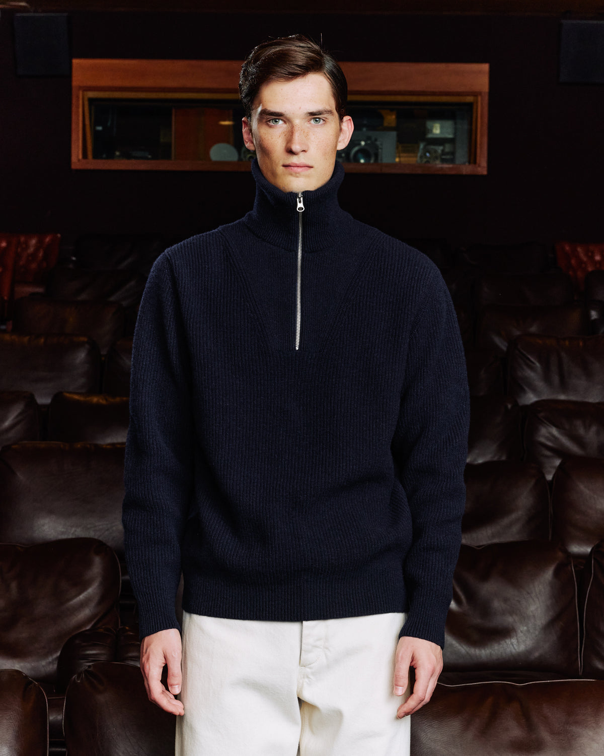 Troyer-Pullover aus extrafeiner Wolle in Marineblau