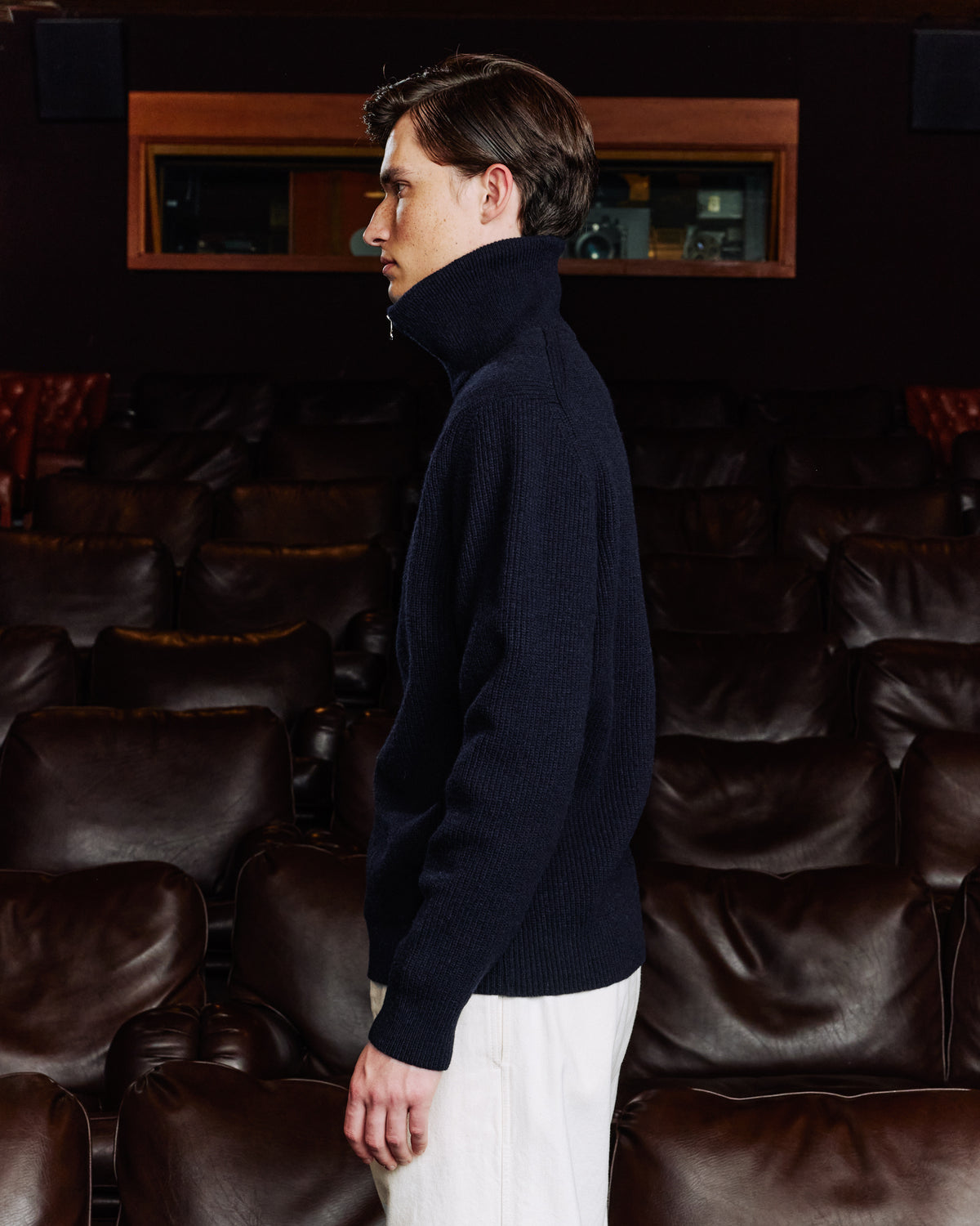 Troyer-Pullover aus extrafeiner Wolle in Marineblau