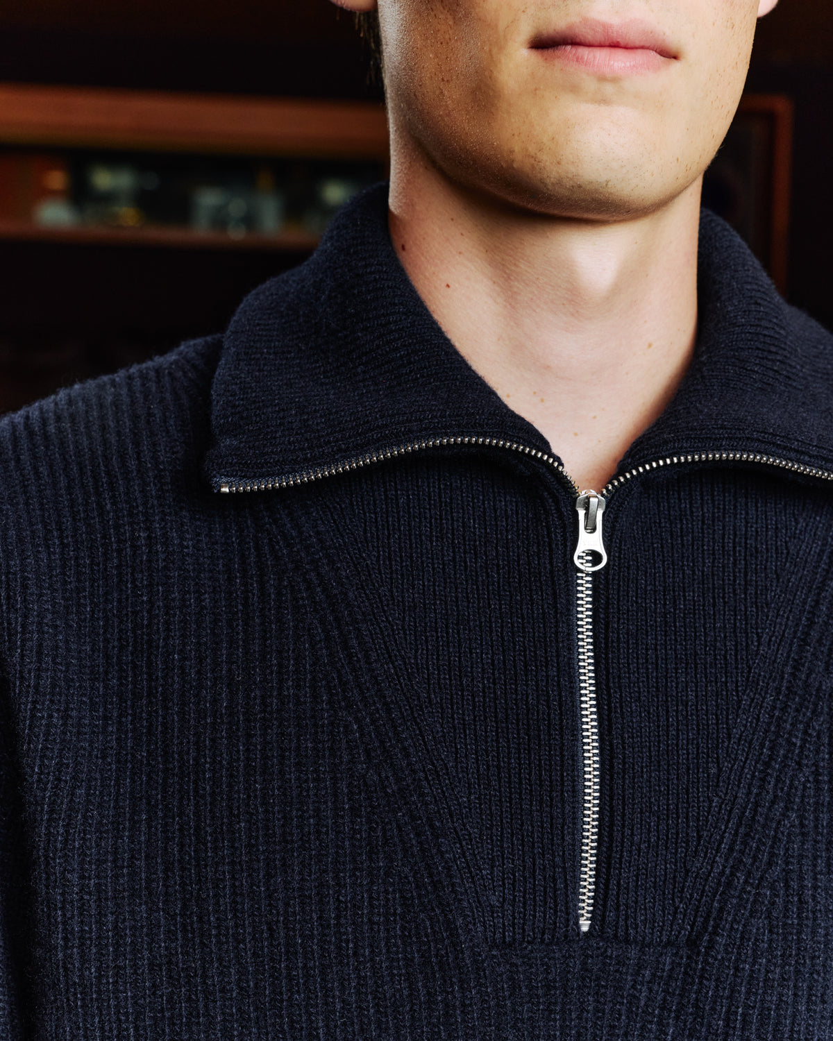 Troyer-Pullover aus extrafeiner Wolle in Marineblau