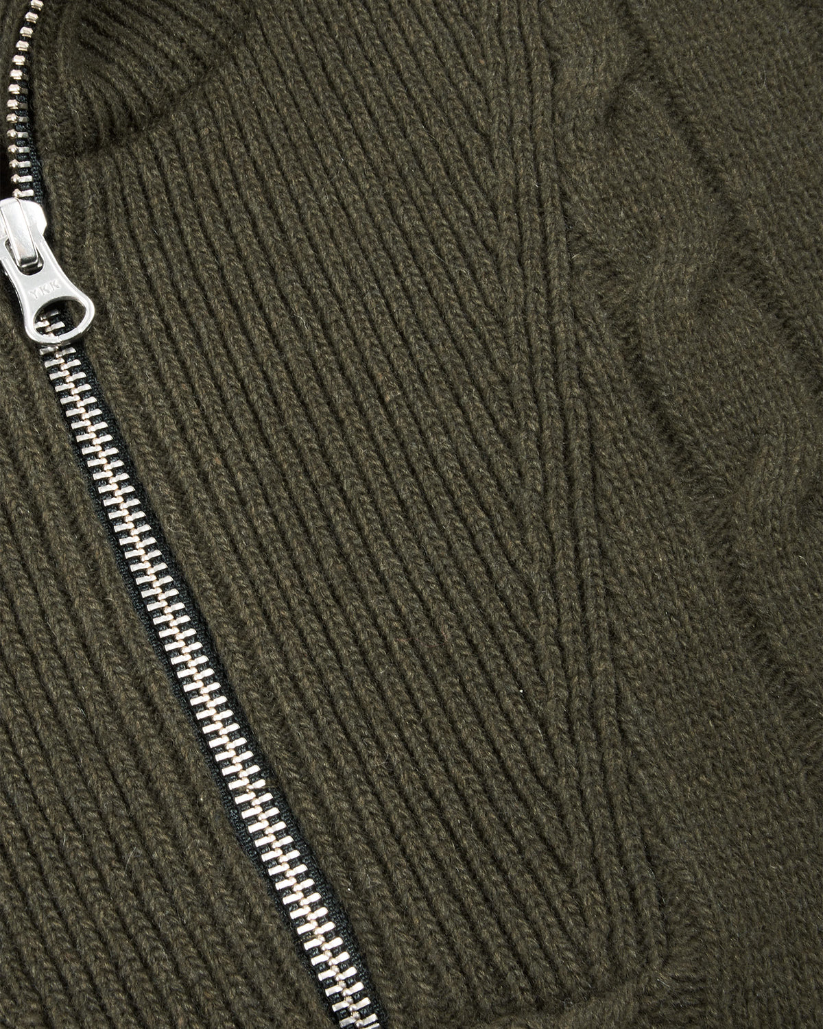 Pullover mit Troyerkragen aus extrafeiner Wolle in Khaki