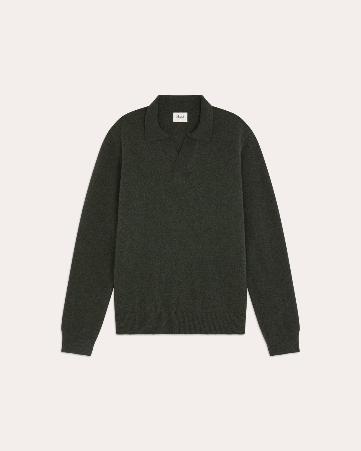 Pull col polo en laine mérinos extrafine vert