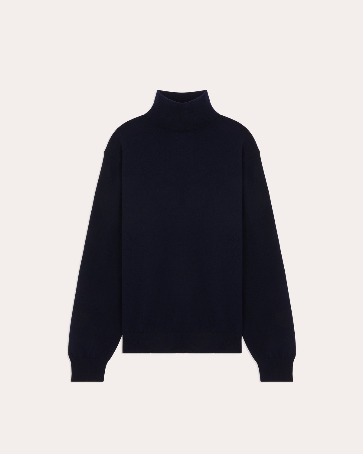 Pull col roulé en laine extrafine marine