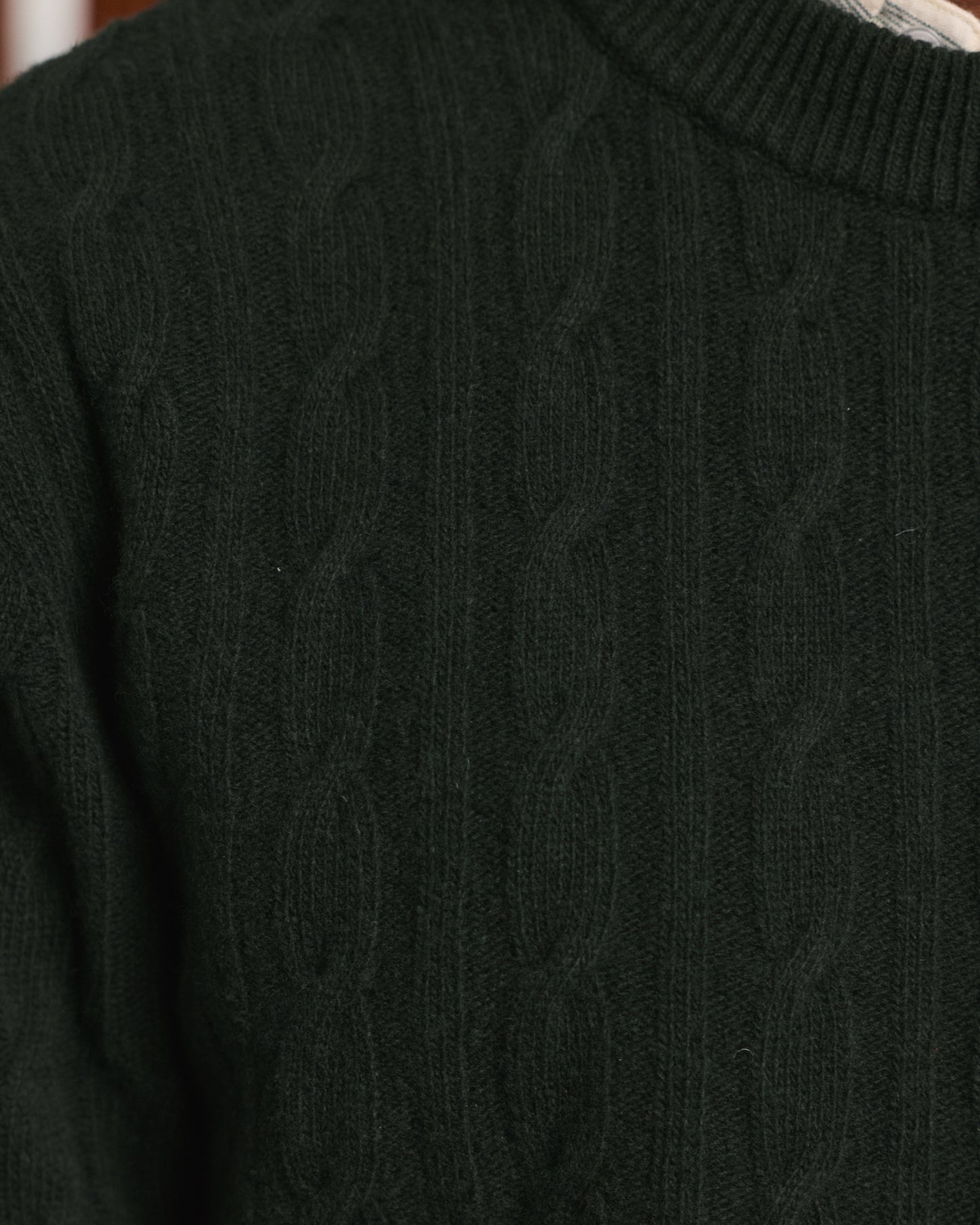 Pull col rond torsadé en laine mérinos extrafine vert