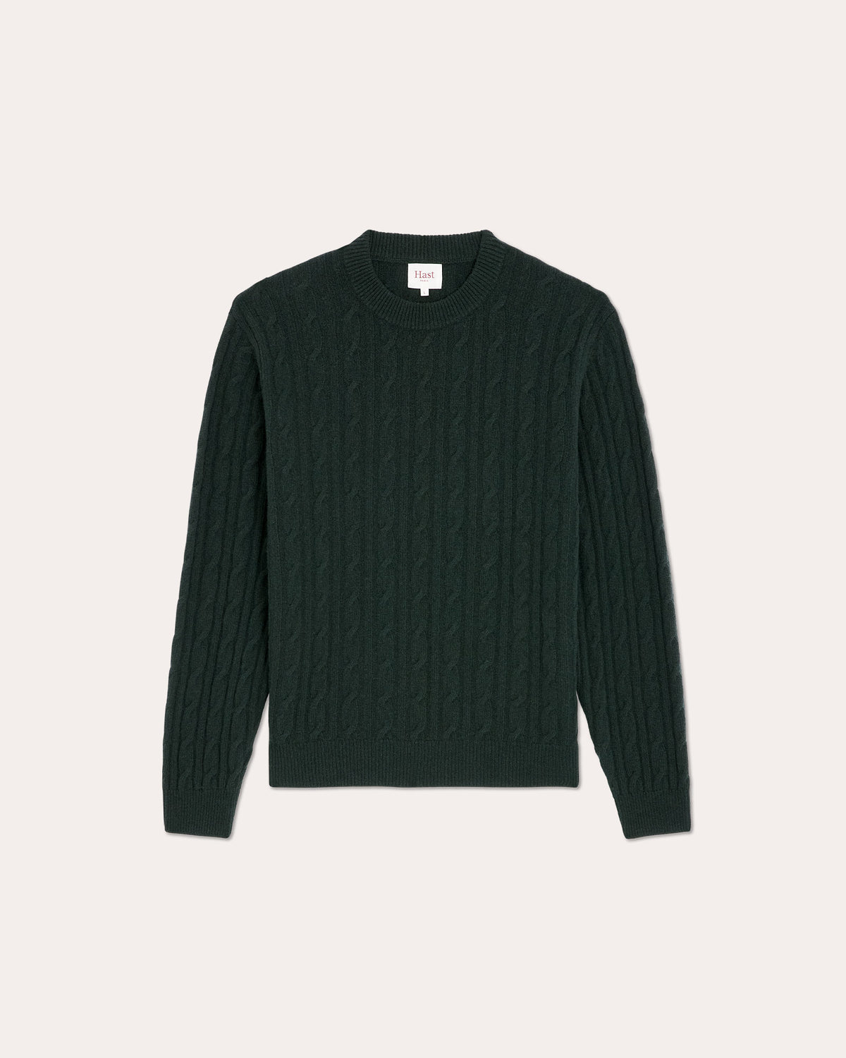 Pull col rond torsadé en laine mérinos extrafine vert