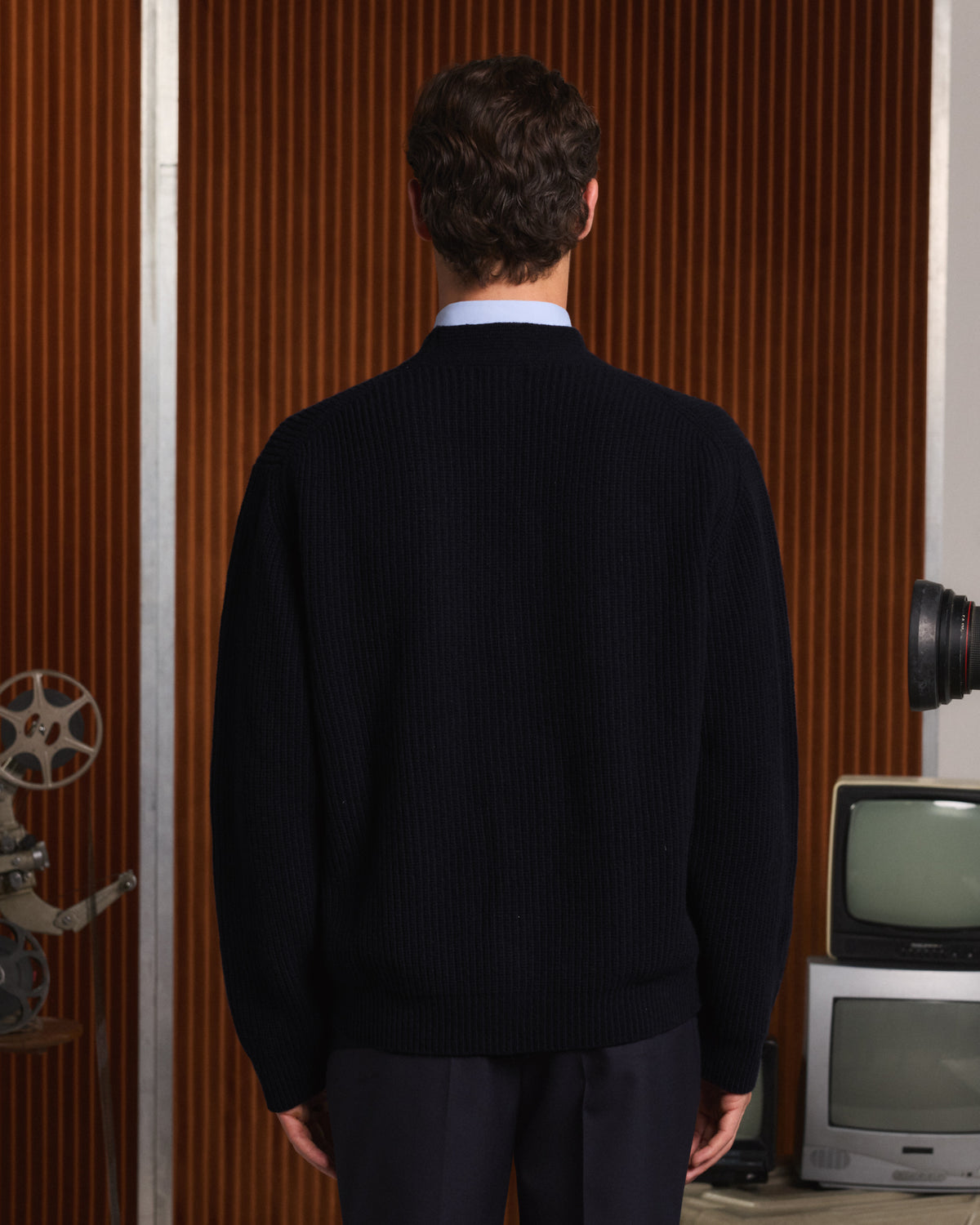 Cardigan en laine extrafine marine