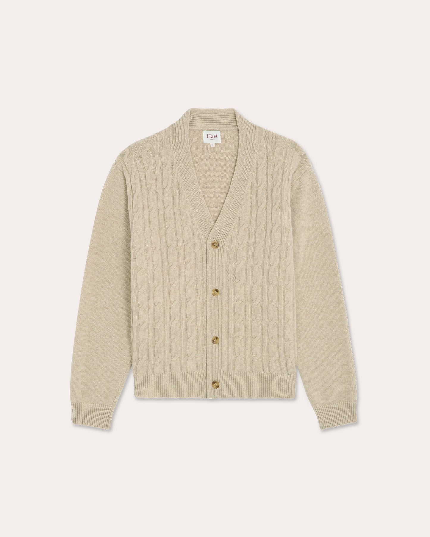Cardigan torsadé en laine extrafine beige