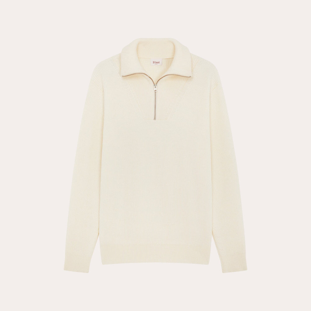 Pull camionneur en laine mérinos écru