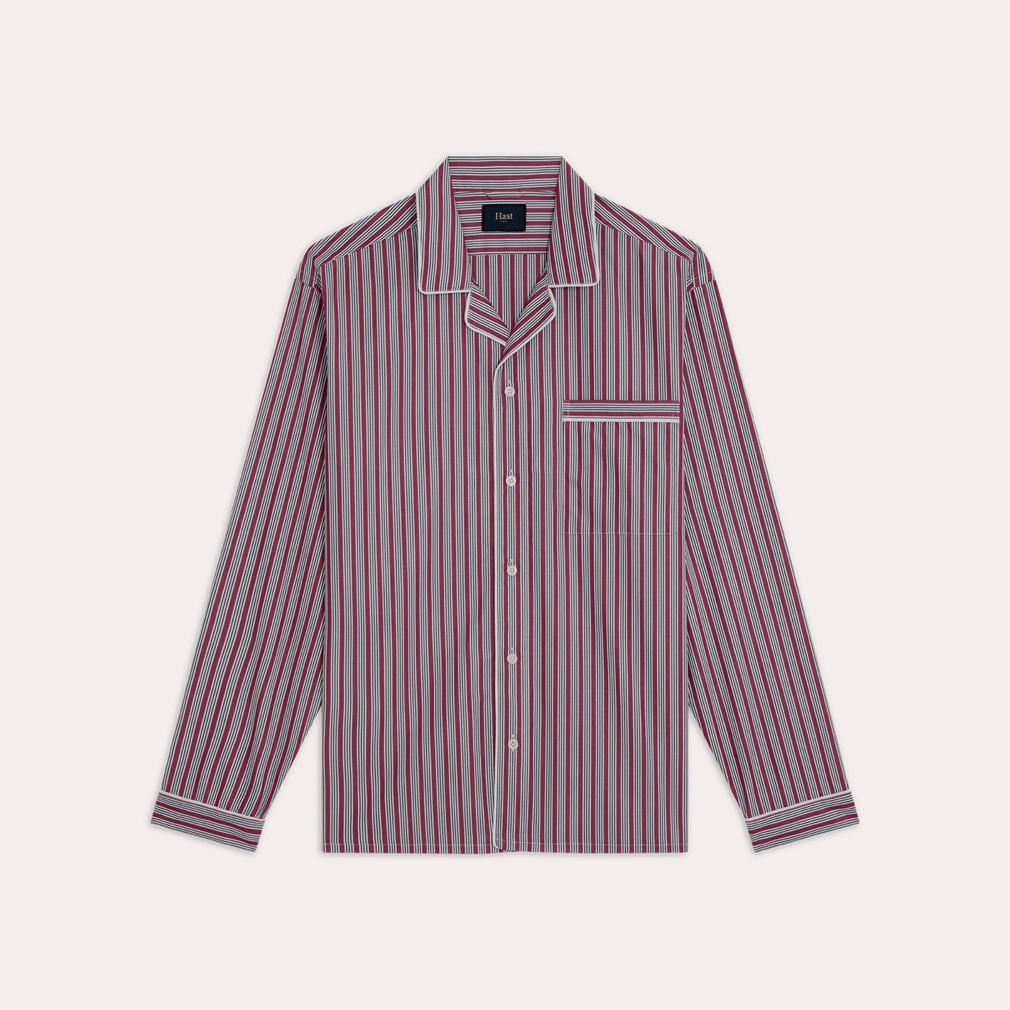 Burgundy and blue striped cotton pajamas