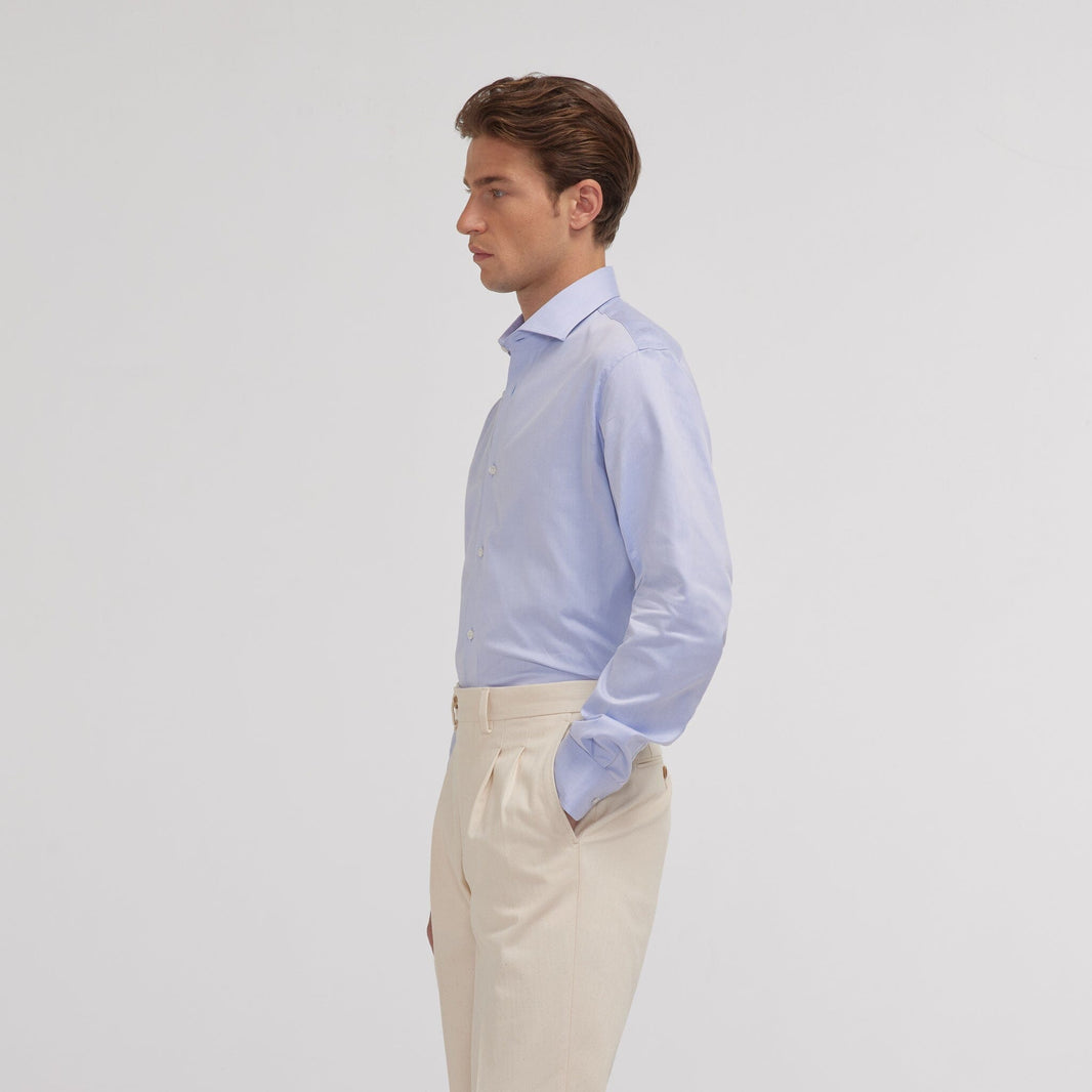 Chemise en twill double retors bleue