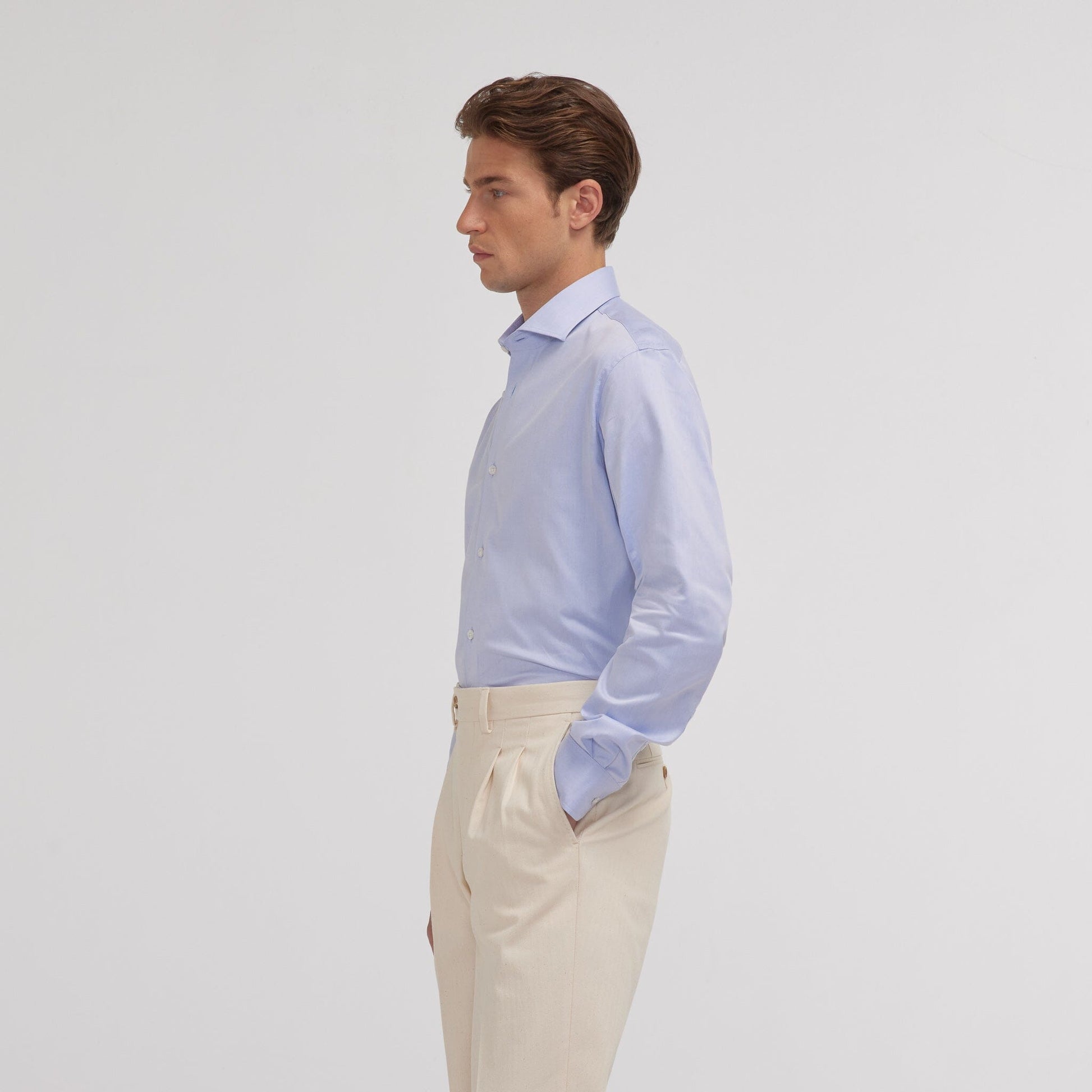 Chemise en twill double retors bleue